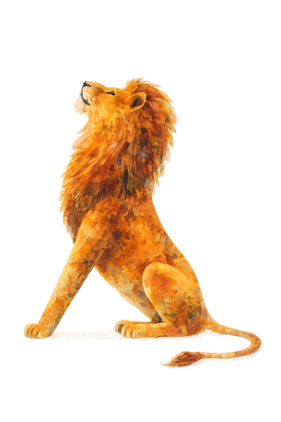 Generated illustration of a lion shaped like the Greek letter lambda